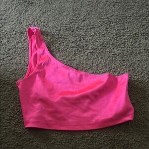 Vibrant Pink One-Shoulder Crop Top